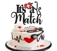 Xsstarmi 1 Pack It's a Match Cake Topper Glitter Happy Match Day Cake Picks Residency Match Day Decorations for Medical School Graduation Party Cake Decorations