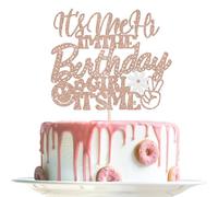 Xsstarmi 1 Pack It's Me Hi I'm the Birthday Girl It's Me Cake Topper Glitter Little Girl Cake Pick for Hip Hop Music Singer Girl's Birthday Party Cake Decorations Supplies Rose Gold