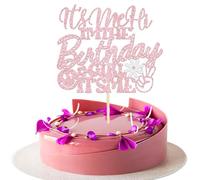 Xsstarmi 1 Pack It's Me Hi I'm the Birthday Girl It's Me Cake Topper Glitter Sweet Girl Cake Pick for Hip Hop Singer Girl's Birthday Party Cake Decorations Supplies Light Pink
