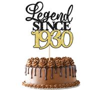 Xsstarmi 1 Pack Legend Since 1930 Cake Topper Glitter Happy 95th Birthday Cake Topper Cheers to 95 Fabulous Cake Decoration for 95th Birthday Wedding Anniversary Party Black Gold