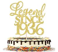 Xsstarmi 1 Pack Legend Since 1936 Cake Topper Ninety Cheers to 90th Birthday Hello 90 and Fabulous Cake Pick Decoration for 90th Birthday Wedding Anniversary Party Cake Decorations Glitter Gold