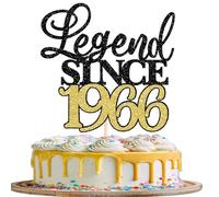 Xsstarmi 1 Pack Legend Since 1966 Cake Topper Glitter Happy 60th Birthday Cake Topper for Cheers to 60 Fabulous Men and Women 60th Birthday Anniversary Party Cake Decorations Black Gold