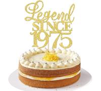 Xsstarmi 1 Pack Legend Since 1975 Cake Topper Fifty Cheers to 50th Birthday Hello 50 and Fabulous Cake Pick Decoration for 50th Birthday Wedding Anniversary Party Cake Decorations Glitter Gold