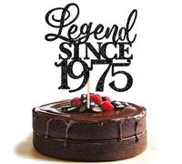 Xsstarmi 1 Pack Legend Since 1975 Cake Topper Glitter Happy 50th Birthday Cake Topper Cheers to 50 Fabulous Cake Decoration for Happy 50th Birthday Wedding Anniversary Party Cake Decorations Black
