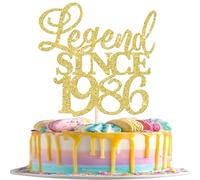 Xsstarmi 1 Pack Legend Since 1986 Cake Topper Forty Cheers to 40th Birthday Hello 40 and Fabulous Cake Pick Decoration for 40th Birthday Wedding Anniversary Party Cake Decorations Glitter Gold