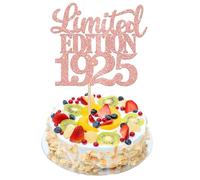 Xsstarmi 1 Pack Limited EDITION 1925 Cake Topper Glitter Rose Gold Happy 100th Bithday Cake Pick Decoration for Cheers to 100 Years Happy 100th Birthday Anniversary Party Cake Decorations Supplies