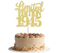 Xsstarmi 1 Pack Limited EDITION 1945 Cake Topper Gold Glitter Happy 80th Bithday Cake Pick Decoration for Cheers to 80 Years Happy 80th Birthday Anniversary Party Cake Decorations Supplies