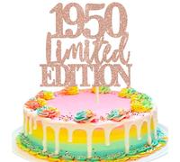 Xsstarmi 1 Pack Limited EDITION 1950 Cake Topper Glitter Rose Gold Happy 75th Birthday Cake Pick 75 Fabulous Cheers to 75 Years Cake Decorations for Happy 75th Birthday Anniversary Party Supplies