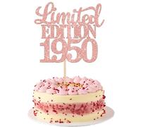 Xsstarmi 1 Pack Limited EDITION 1950 Cake Topper Glitter Rose Gold Happy 75th Bithday Cake Pick Decoration for Cheers to 75 Years Happy 75th Birthday Anniversary Party Cake Decorations Supplies