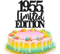 Xsstarmi 1 Pack Limited EDITION 1955 Cake Topper Glitter Happy 70th Birthday Cake Pick 70 Fabulous Cheers to 70 Years Cake Decorations for Happy 70th Birthday Anniversary Party Supplies Black