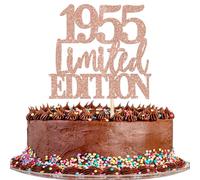 Xsstarmi 1 Pack Limited EDITION 1955 Cake Topper Glitter Rose Gold Happy 70th Birthday Cake Pick 70 Fabulous Cheers to 70 Years Cake Decorations for Happy 70th Birthday Anniversary Party Supplies