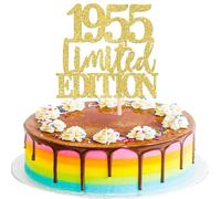 Xsstarmi 1 Pack Limited EDITION 1955 Cake Topper Gold Glitter Happy 70th Birthday Cake Pick 70 Fabulous Cheers to 70 Years Cake Decorations for Happy 70th Birthday Anniversary Party Supplies