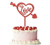 Xsstarmi 1 Pack Love Cupid's Arrow Cake Topper Glitter Sweet Love Heart Cake Pick for Love Theme Happy Valentine's Day Wedding Engagement Bridal Shower Party Cake Decorations Supplies Red