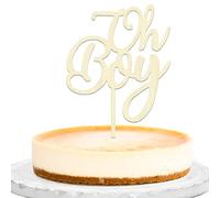 Xsstarmi 1 Pack Oh Boy Cake Topper Wooden Boy Baby Shower Cake Decorations Gender Reveal It's A Boy Cake Pick for Celebrating Baby Boy Shower Kids 1st Birthday Party Decorations