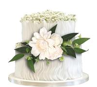 Xsstarmi 1 Pack Pre-Made Wedding Flower Cake Topper Decorations with Artificial Plants Flowers Cake Decorations for Baby Shower Birthday Bridal Shower Baptism Party DIY Cake Decorations Supplies White