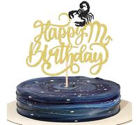 Xsstarmi 1 Pack Scorpio Cake Topper Glitter 12 Constellation Scorpio Cake Pick October November Birthday Cake Decorations for Horoscope Astrology Birthday Party Supplies Gold Black