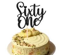 Xsstarmi 1 Pack Sixty One Birthday Cake Topper 61st Birthday Cake Topper Black 61 Birthday Decorations for Men Women Wedding Anniversary Birthday Party Cake Decorations