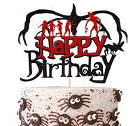Xsstarmi 1 Pack Stranger Happy Birthday Cake Topper Glitter TV Program Stranger Inspired Party Cake Pick for Stranger Theme Children Boys Girls Birthday Party Cake Decorations Supplies