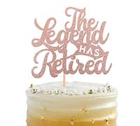 Xsstarmi 1 Pack The Legend Has Retired Cake Topper Glitter Goodbye Tension Hello Pension Cake Pick for Happy Retirement Farewell Retired Party Cake Decoration Supplies Rose Gold