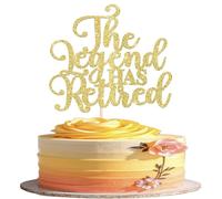 Xsstarmi 1 Pack The Legend Has Retired Cake Topper Gold Glitter Goodbye Tension Hello Pension Retired Party Cake Pick for Happy Retirement Farewell Party Cake Decorations