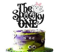 Xsstarmi 1 Pack The Spooky One Cake Topper Glitter Baby Ghost Halloween Cake Pick for Happy Halloween Theme Baby Shower Birthday Party Cake Decorations Supplies Pink