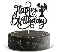 Xsstarmi 1 Pack Virgo Cake Topper Glitter 12 Constellation Virgo Cake Pick August September Birthday Cake Decorations for Horoscope Astrology Birthday Party Supplies Black