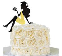 Xsstarmi 1 PCS 2025 Graduation Cake Topper with Gold Glitter Grad Cap Diploma Girl Graduation Cake Pick Class of 2025 Graduation Cake Decorations for 2025 Girl Graduation Theme Party Supplies