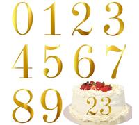 Xsstarmi 10 Pack 0-9 Numbers Cake Topper Mirrored Acrylic Numbers DIY Cake Pick for Baby Shower Wedding Birthday Anniversary Party Cake Decorations Supplies Gold