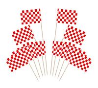 Xsstarmi 100 Pack Mini Checkered Flag Cupcake Toppers Red Checkered Racing Flag Toothpicks Race Flags Finish Line Cupcake Food Picks for Race Car Themed Baby Shower Birthday Party Cake Decorations