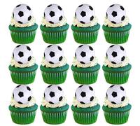 Xsstarmi 12 Pack 3D Football Cupcake Toppers - Soccer Ball Cake Toppers for Sports Theme Baby Shower Kids Birthday Party Decorations