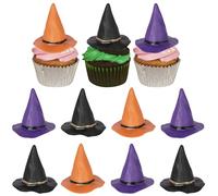 Xsstarmi 12 Pack 3D Witch Hat Cupcake Toppers Magic Witch Wizard Theme Cupcake Picks for Halloween Baby Shower Wedding Birthday Anniversary Party Cake Decorations Supplies