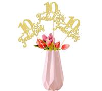 Xsstarmi 12 Pack Glitter 10 Fabulous Centerpiece Sticks 10th Birthday Table Toppers Cheers to 10 Birthday Anniversary Party Decorations for Happy 10th Birthday Wedding Party Table Decorations Gold