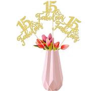Xsstarmi 12 Pack Glitter 15 Fabulous Centerpiece Sticks 15th Birthday Table Toppers Cheers to 15 Birthday Anniversary Party Decorations for Happy 15th Birthday Wedding Party Table Decorations Gold