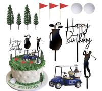 Xsstarmi 13 Pack Golf Cake Topper 3D Golf Ball Golfers Acrylic Cake Pick Golf Cart Cake Decorations for Golf Theme Baby Shower Happy Birthday Party Cake Decoration Supplies