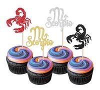 Xsstarmi 24 Pack 12 Constellation Scorpio Cupcake Toppers Glitter Scorpio Cupcake Picks October November Birthday Cake Decorations for Horoscope Astrology Birthday Party Supplies Multi
