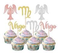 Xsstarmi 24 Pack 12 Constellation Virgo Cupcake Toppers Glitter Virgo Cupcake Picks August September Birthday Cake Decorations for Horoscope Astrology Birthday Party Supplies Multi