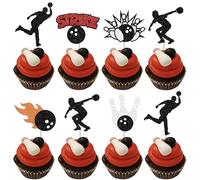 Xsstarmi 24 Pack Bowling Theme Cupcake Toppers Glitter Sport Bowling Strike Entertainment Theme Cupcake Picks Bowling Alley Themed Cake Decorations for Baby Shower Kids Birthday Party Supplies
