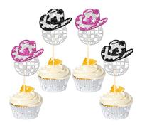 Xsstarmi 24 Pack Glitter Disco Ball Cupcake Toppers Colorful Disco Balls Cupcake Picks 70s disco Dancing Cupcake Decorations for 1970s Disco Music Theme Man Women Birthday Party Cake Decorations