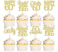 Xsstarmi 24 Pack Happy 60th Birthday Cupcake Toppers Sixty Straight Outta 1965 Cupcake Picks Cheers to 60 Lengend Since 1965 Cake Decorations for 60th Birthday Anniversary Party Decor Supplies Gold