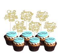 Xsstarmi 24 Pack Happy Father's Day Cupcake Toppers Gold Glitter Love Daddy Best Father Cupcake Picks Decorations for Happy Father's Day Dad Birthday Party Cake Decorations
