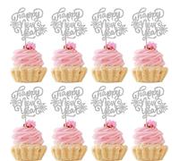Xsstarmi 24 Pack Happy New Year Cupcake Toppers Fireworks Glitter Hello 2025 Cupcake Picks Welcome to 2025 Cake Decorations for Happy New Year 2025 Celebrate Party Supplies Silver