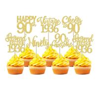 Xsstarmi 24 Pack Legend Since 1936 Cupcake Toppers Gold Glitter Vintage 1936 Cupcake Picks Cheers to 90 Awesome Ninty Cake Decorations for Hello 90 Fabulous Happy 90th Birthday Party Supplies