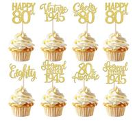 Xsstarmi 24 Pack Legend Since 1945 Cupcake Toppers Gold Glitter Vintage 1945 Cupcake Picks Cheers to 80 Awesome Eighty Cake Decorations for Hello 80 Fabulous Happy 80th Birthday Party Supplies