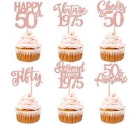Xsstarmi 24 Pack Legend Since 1975 Cupcake Toppers Glitter Vintage 1975 Cupcake Picks Cheers to 50 Awesome Fifty Cake Decorations for Hello 50 Happy 50th Birthday Party Supplies Rose Gold