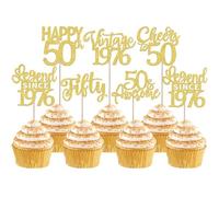 Xsstarmi 24 Pack Legend Since 1976 Cupcake Toppers Gold Glitter Vintage 1976 Cupcake Picks Cheers to 50 Awesome Fifty Cake Decorations for Hello 50 Fabulous Happy 50th Birthday Party Supplies