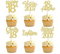 Xsstarmi 24 Pack Legend Since 2007 Cupcake Toppers Gold Glitter Vintage 2007 Cupcake Picks Cheers to 18 Awesome Eighteen Cake Decorations for Hello 18 Fabulous Happy 18th Birthday Party Supplies