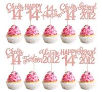 Xsstarmi 24 Pack Legend Since 2012 Cupcake Toppers Glitter Vintage 2012 Cupcake Picks Cheers to 14 Awesome Forteen Cake Decorations for Sweet 14 Happy 14th Birthday Party Supplies Rose Gold