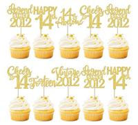 Xsstarmi 24 Pack Legend Since 2012 Cupcake Toppers Gold Glitter Vintage 2012 Cupcake Picks Cheers to 14 Awesome Forteen Cake Decorations for Sweet 14 Fabulous Happy 14th Birthday Party Supplies