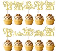 Xsstarmi 24 Pack Legend Since 2013 Cupcake Toppers Gold Glitter Vintage 2013 Cupcake Picks Cheers to 13 Awesome Thirteen Cake Decorations for Office Teenager Happy 13th Birthday Party Supplies
