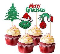 Xsstarmi 24 Pack Merry Christmas Cupcake Toppers Red Green Glitter Christmas Tree Cupcake Picks es Christmas Cake Decorations for Merry Christmas Holiday Theme Birthday Party
